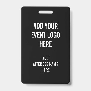 Personalized Name Logo Black White Event Badge