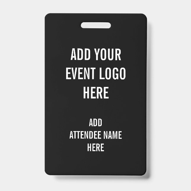 Personalized Name Logo Black White Event Badge (Front)