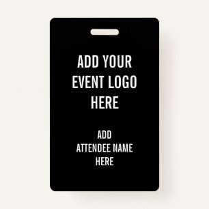 Personalized Name Logo Black White Event Badge