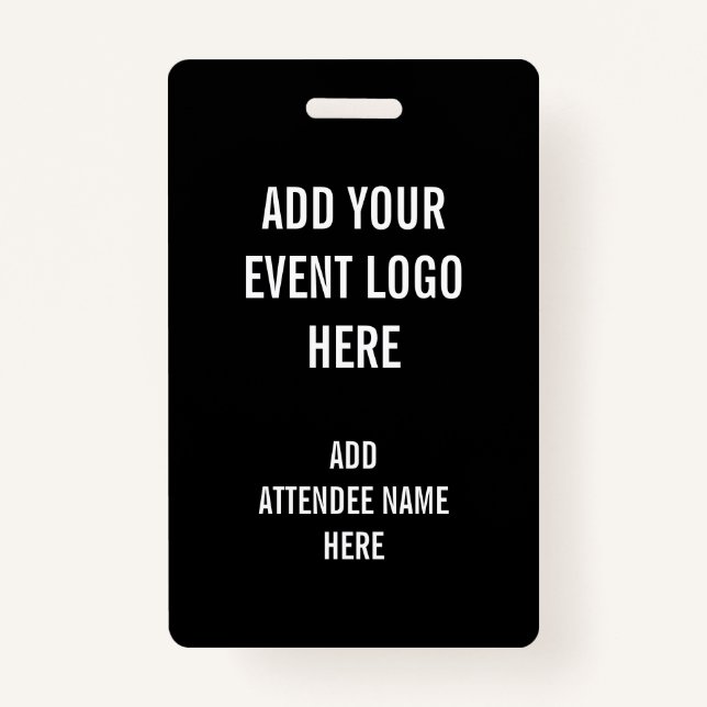 Personalized Name Logo Black White Event Badge (Front)