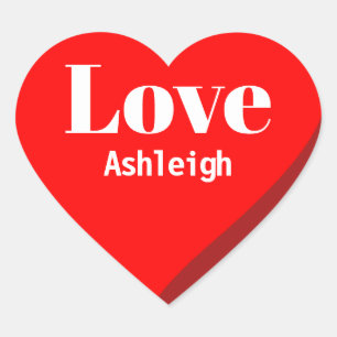 Personalized Name Love Red Heart Sticker