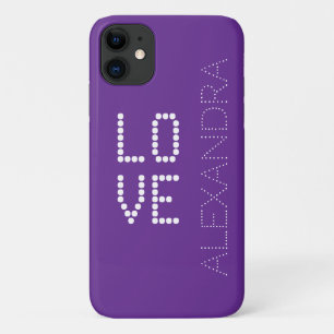 Personalized Name & Love Trendy Font On Purple iPhone 11 Case