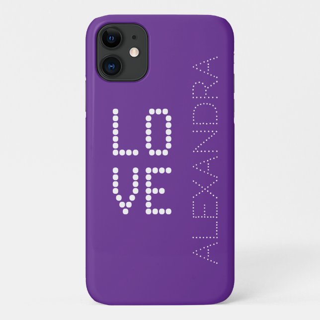 Personalized Name & Love Trendy Font On Purple Case-Mate iPhone Case (Back)