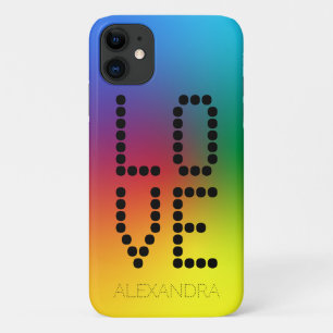 Personalized Name & Love Trendy Font, Rainbow iPhone 11 Case