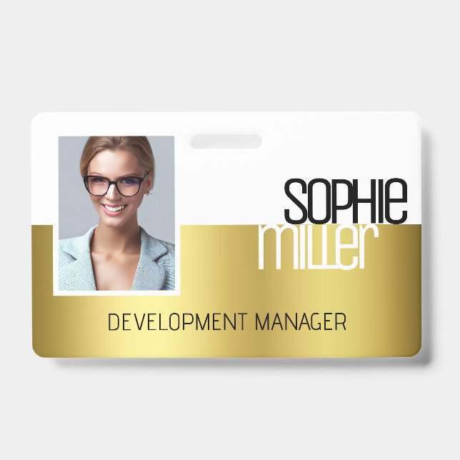 Personalized Name Luxury Golden Gradient Trendy  Badge (Front)