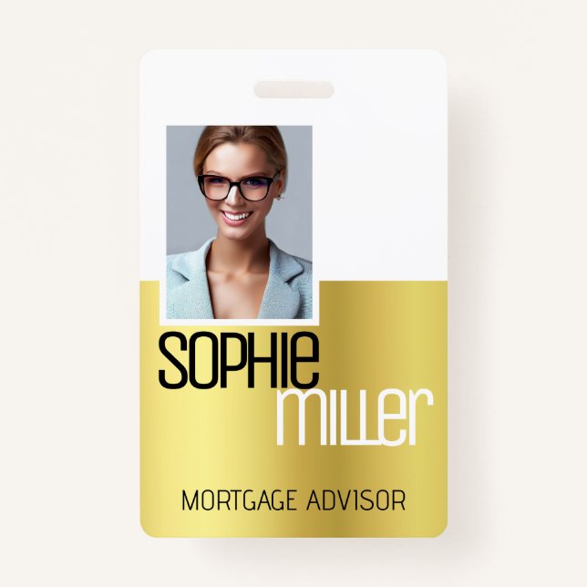 Personalized Name Luxury Golden Ombre Stylish Badge (Front)