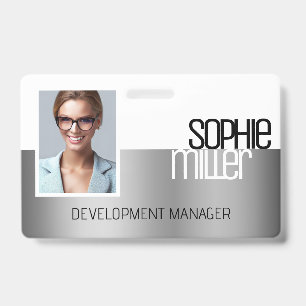 Personalized Name Luxury Silver Gradient Trendy Badge