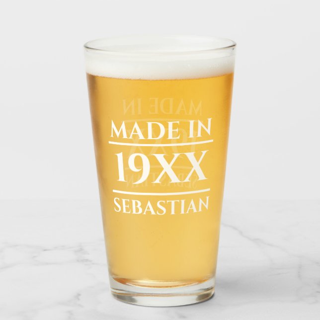 Personalized Name Made in Year Glass (Back Filled)