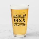 Personalized Name Made in Year Glass<br><div class="desc">Personalized Name Made in Year Glass  beer glass from Ricaso - add your own year and recipients name to this great glass.  Perfect for birthday gift ideas</div>