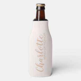 Personalized Name Maid of Honour Blush Pink Script Bottle Cooler