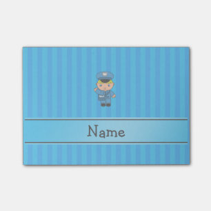 Personalized name mailman blue stripes post-it notes