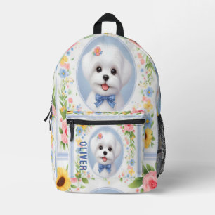 Personalized Name Maltese Puppy, Maltese Serenity Printed Backpack