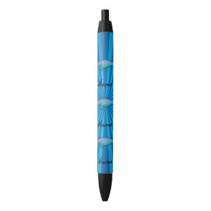 Personalized name manatee blue sunburst black ink pen
