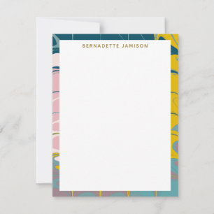 Personalized Name Marble Border Stationery Lover Card