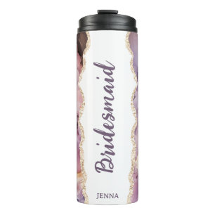 Personalized Name Marble Bridesmaid Thermal Tumbler