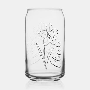 Personalized name March daffodil Birth Flower Can Glass