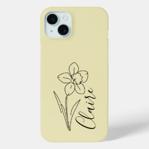 Personalized name March daffodil Birth Flower iPhone 15 Mini Case