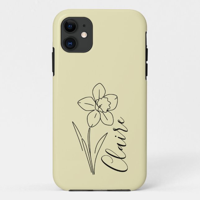 Personalized name March daffodil Birth Flower Case-Mate iPhone Case (Back)