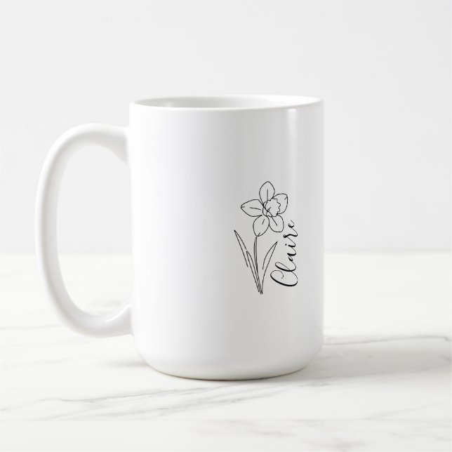 Personalized name March daffodil Birth Flower Coffee Mug (Left)