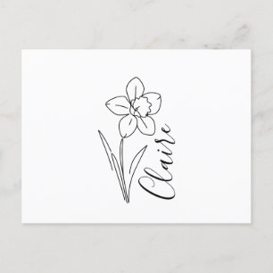 Personalized name March daffodil Birth Flower Holiday Postcard