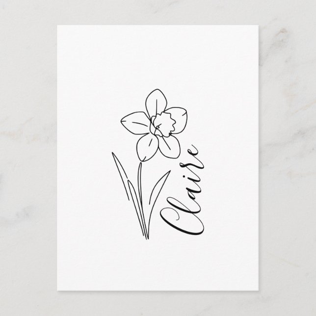 Personalized name March daffodil Birth Flower Invitation Postcard (Front)