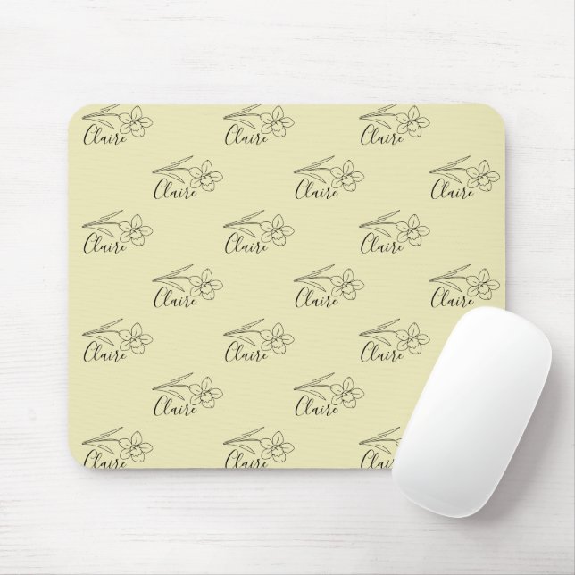 Personalized name March daffodil Birth Flower Mouse Pad (With Mouse)