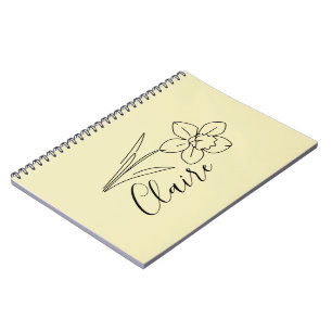 Personalized name March daffodil Birth Flower Notebook