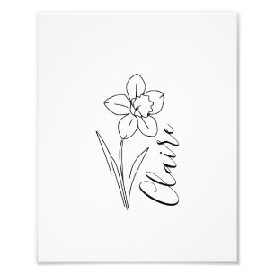 Personalized name March daffodil Birth Flower Photo Print