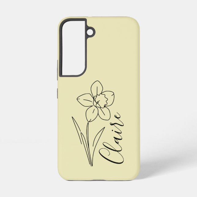 Personalized name March daffodil Birth Flower Samsung Galaxy S22 Case (Back)