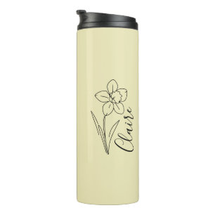 Personalized name March daffodil Birth Flower Thermal Tumbler