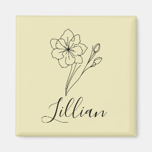 Personalized name March jonquil Birth Flower Magnet