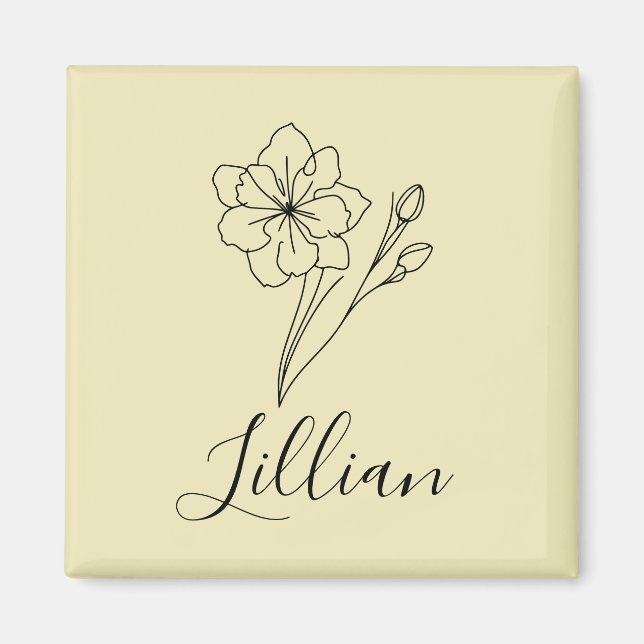 Personalized name March jonquil Birth Flower Magnet (Front)