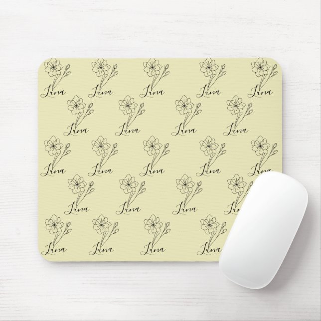 Personalized name March jonquil Birth Flower Mouse Pad (With Mouse)