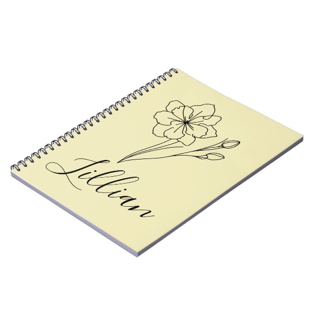 Personalized name March jonquil Birth Flower Notebook (Left Side)