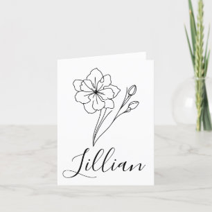 Personalized name March jonquil Birth Flower Thank You Card