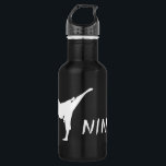 Personalized name martial arts sports water bottle<br><div class="desc">Personalized monogram gift martial arts sports water bottle. Black and white stainles steel metallic colour. Sporty gift idea for kids, teacher, trainer, instructor, coach, players, team mates and sports fans. Modern typography design with custom name, funny quote, slogan or monogram. Create your own unique monogrammed drink bottle. Suitable for men...</div>