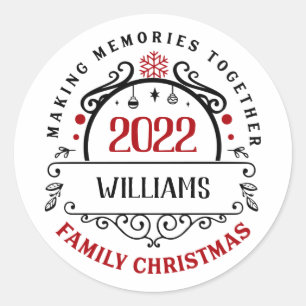 Personalized Name Matching Family Christmas Classic Round Sticker