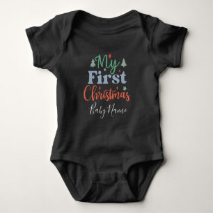 Personalized Name Matching Family First Christmas Baby Bodysuit