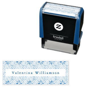 Personalized Name Mediterranean Tile Patterned Self-inking Stamp