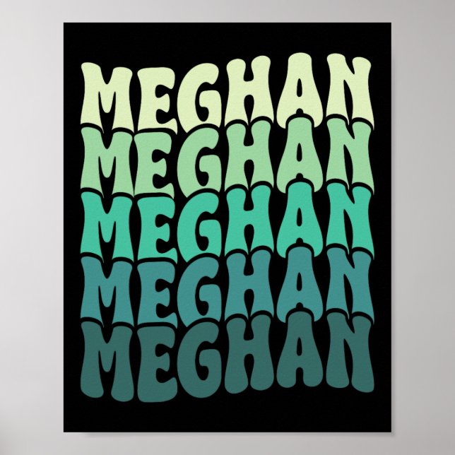 Personalized Name Meghan I Love Meghan Groovy 80's Poster (Front)
