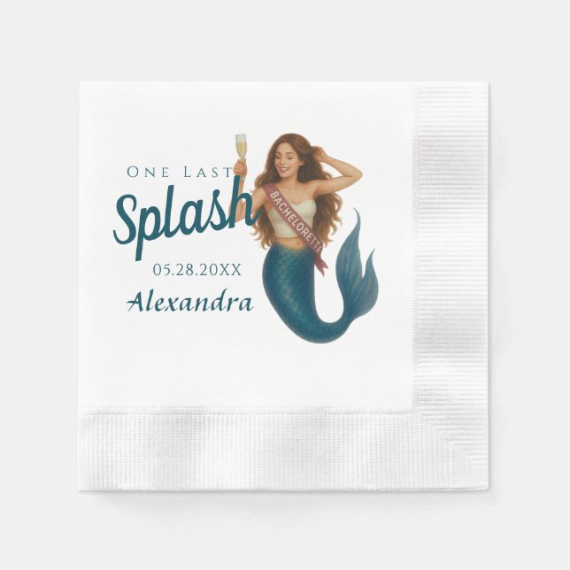 Personalized Name Mermaid Bachelorette Napkin (Front)