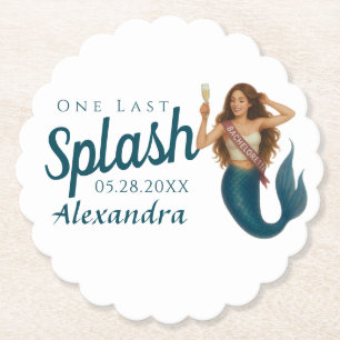Personalized Name Mermaid Bachelorette Paper Coaster