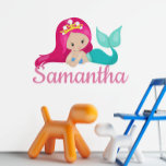 Personalized Name Mermaid Child Room  Wall Decal<br><div class="desc">This design may be personalized in the area provided by changing the photo and/or text. Or it can be customized by clicking Personalize this Template and then choosing the click to customize further option and delete or change the colour of the background, add text, change the text colour or style,...</div>