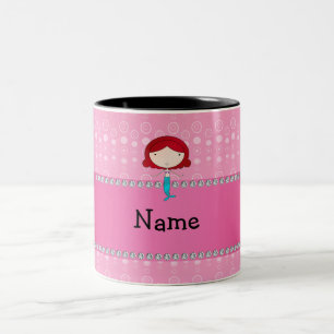 Personalized name mermaid pink bubbles Two-Tone coffee mug