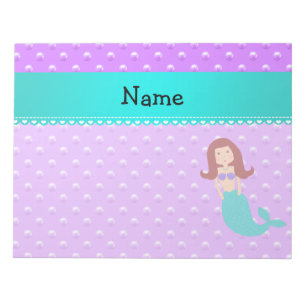Personalized name mermaid purple pearls notepad