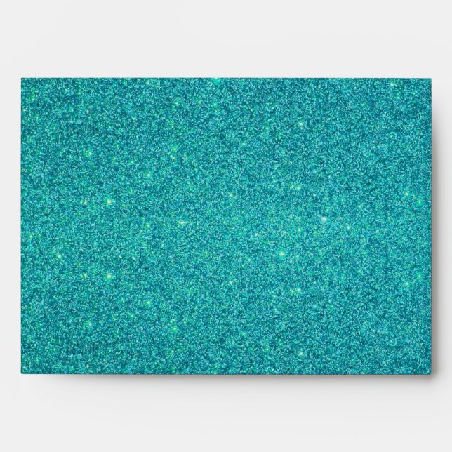 Personalized name mermaid turquoise glitter envelopes (Front)
