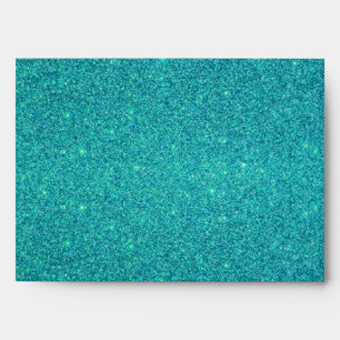 Personalized name mermaid turquoise glitter envelopes