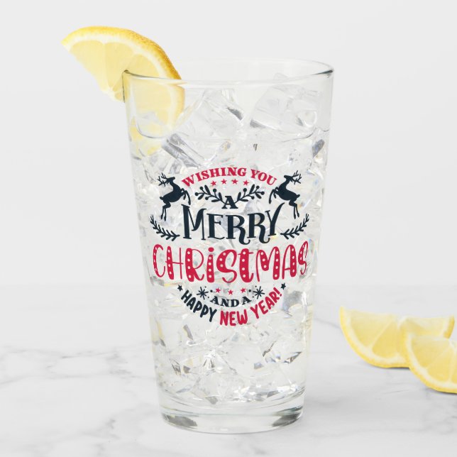 Personalized Name Merry Christmas And New Year Glass (Front Ice)