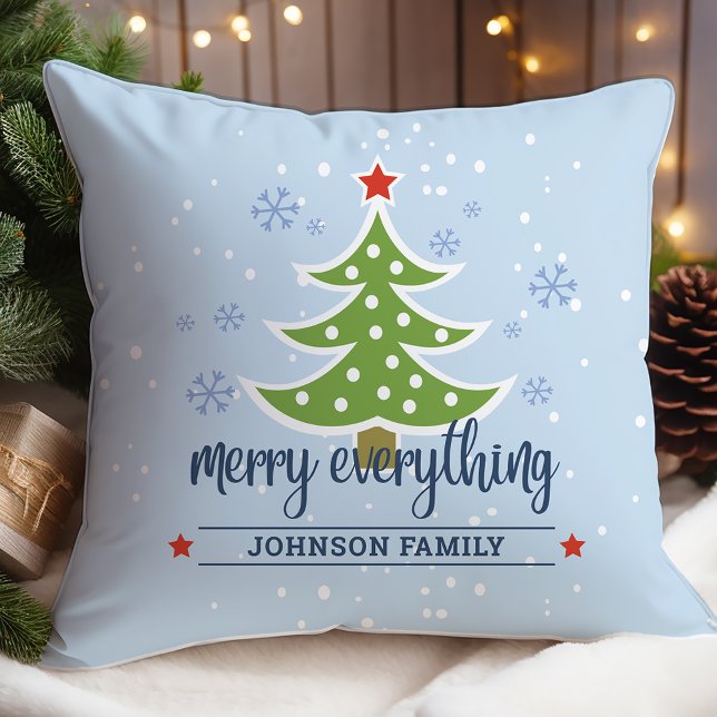 Personalized Name Merry Everything Christmas Throw Pillow (Creator Uploaded)