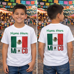 Personalized Name Mexico Flag Design Boy's T-Shirt